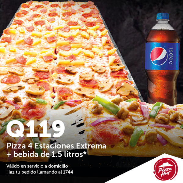 Foto de Pizza 4 Estaciones Extrema + bebida de 1.5 litros por Q119 en Pizza Hut