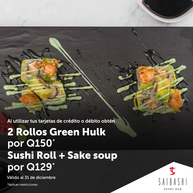 Foto de Rollos Green Hulk, Sushi Roll + Sake soup en Saibashi.