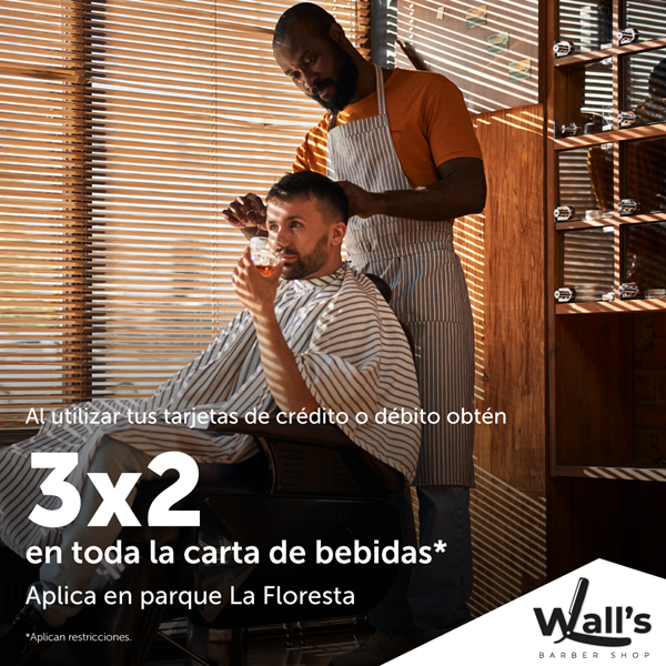 Foto de 3x2 en toda la carta de bebidas en Walls Baber Shop.