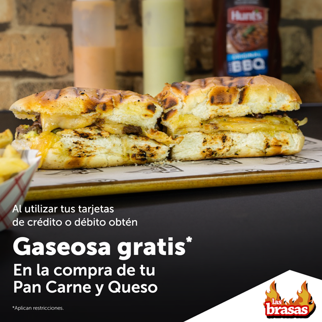 Foto de En la compra de tu Pan Carne y Queso, gaseosa gratis en Las Brasas.