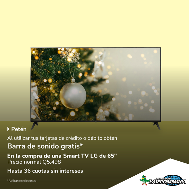 Foto de Barra de sonido gratis por compra de Smart TV LG de 65" en La Economica.