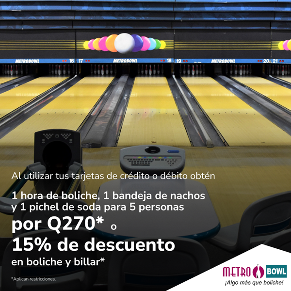 Foto de Por Q270 paquete para 5 personas o 15% de descuento en boliche y billar en Metro Bowl.