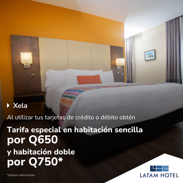 Foto de Tarifas habitación sencilla Q650 y habitación doble Q750 en Latam Hotel.