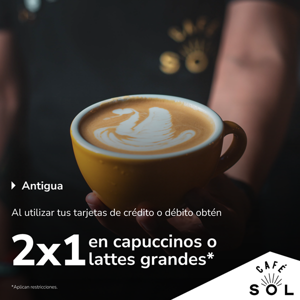 Foto de 2x1 en capuccinos o lattes grandes en Cafe Sol.