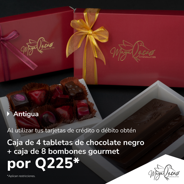 Foto de Por Q225 4 tabletas de chocolate negro + 8 bombones gourmet en Maya Cacao.