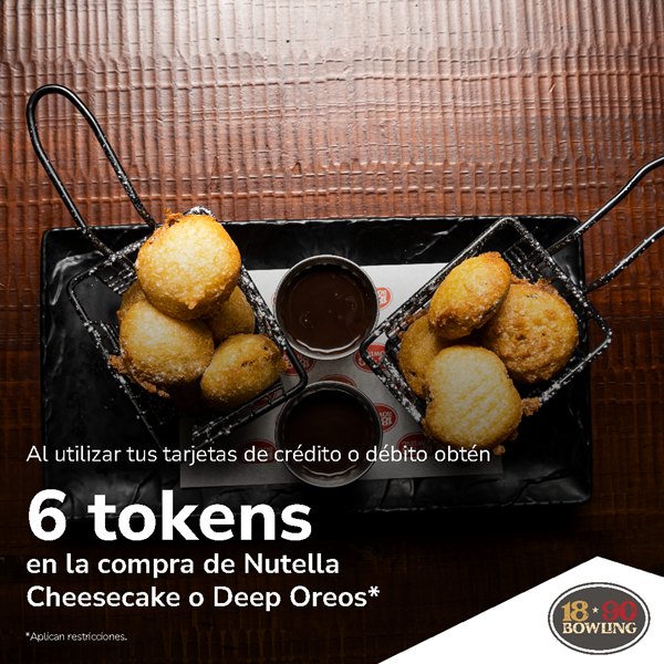 Foto de 6 tokens por compra de Nutella Cheesecake o Deep Oreos en 1890 Bowling.