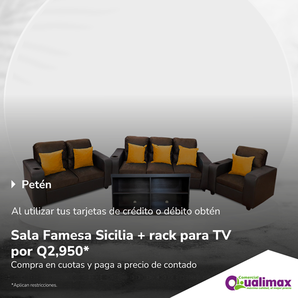 Foto de Sala Famesa Sicilia + rack para TV en QUALIMAX por Q2,950