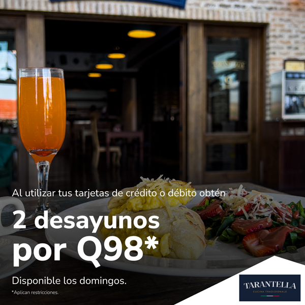 Foto de 2 desayunos por Q98 en Tarantella.