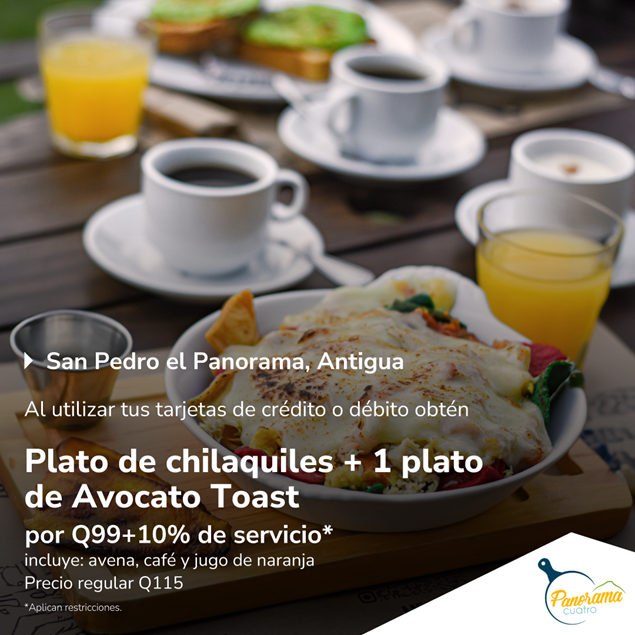 Foto de Plato de chilaquiles + 1 de Avocato Toast en Panorama Cuatro.