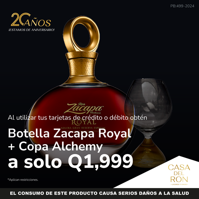 Foto de Botella de Zacapa Royal + copa Alchemy por Q1,999 en CASA DEL RON