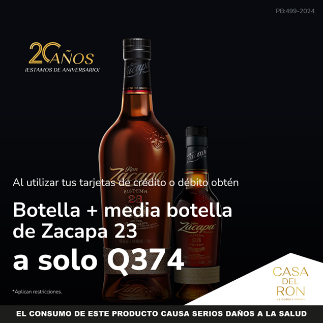 Foto de Botella + media botella de Zacapa a Q374 en CASA DEL RON
