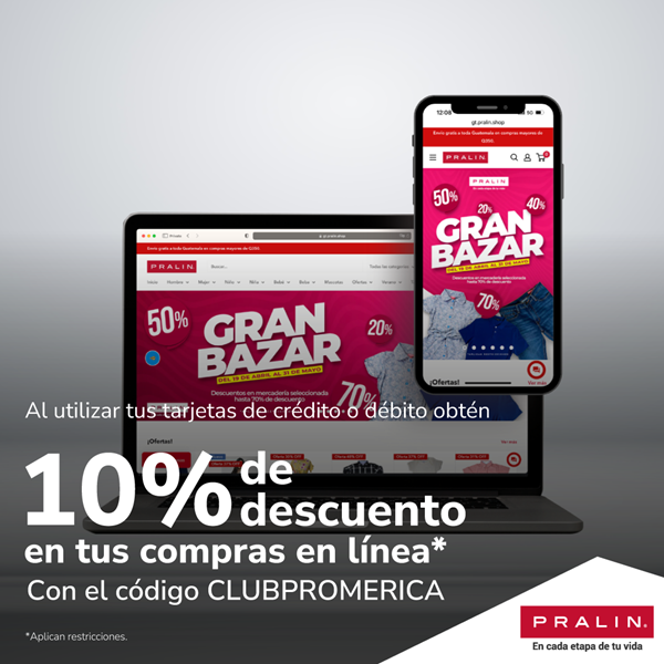 Foto de 10% de descuento en tus compras en línea en Pralin.