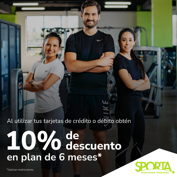 Foto de 10% de descuento en plan de 6 meses en Sporta.