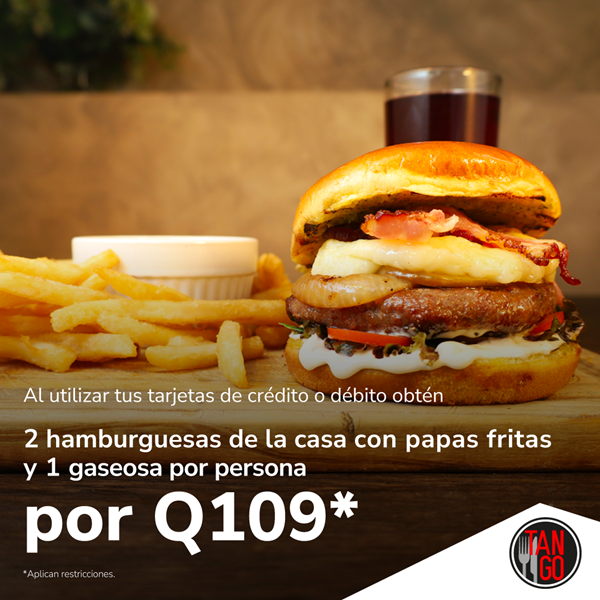 Foto de 2 hamburguesas de la casa por Q109 en Tango.