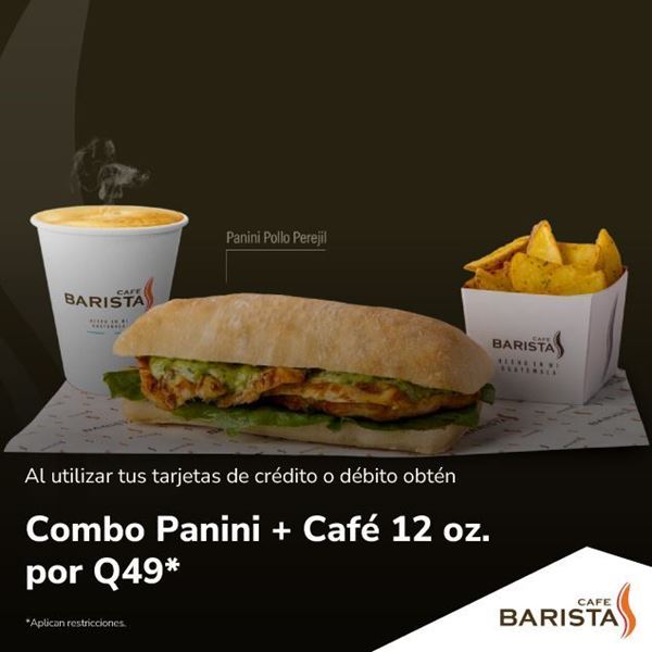 Foto de Por Q49. Combo panini + cafe 12 oz. en Barista.