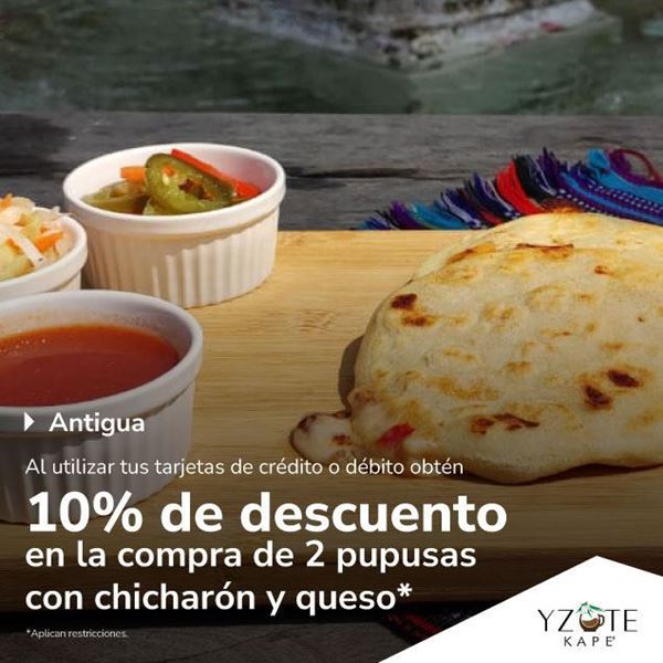 Foto de 10% de descuento al comprar 2 pupusas en Yzote