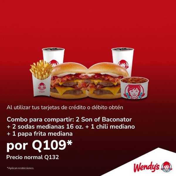 Foto de Por Q109. Combo para compartir en Wendys.