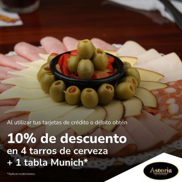 Foto de 10% de descuento en 4 tarros de cerveza (clara, obscuro ó mixta) en Astoria