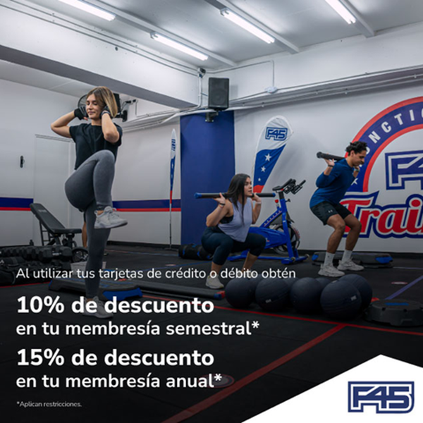 Foto de 10% membresía semestral y 15% anual en F45