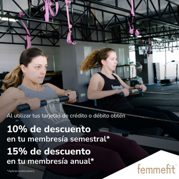 Foto de 10% de descuento en tu membresía semestral y 15% anual en Femmefit