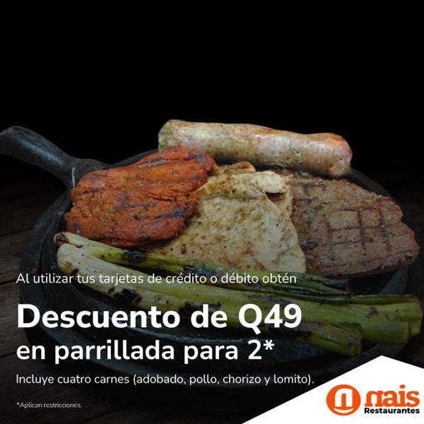 Foto de Descuento de Q49* en parrillada para 2 en Nais