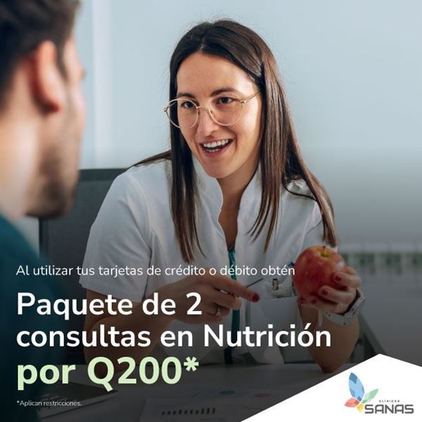 Foto de Clínicas Sanas Paquete de 2 consultas en Nutrición por Q200 en