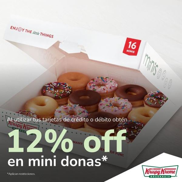 Foto de Krispy Kreme 12% off en mini donas.