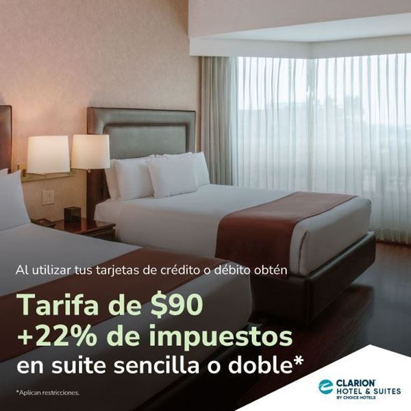 Foto de Tarifa especial en habitación sencilla o doble por $90 en CLARION HOTEL Y SUITES.