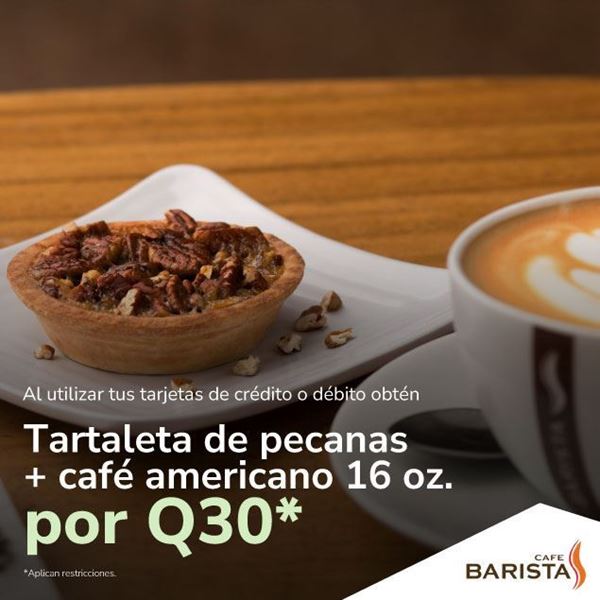 Foto de Tartaleta de pecanas + café americano de 16oz por Q30 en CAFÉ BARISTA.