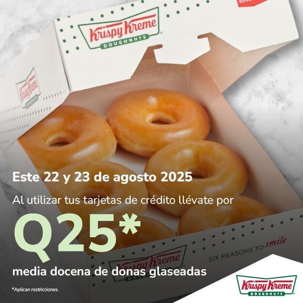Foto de En Krispy Kreme llévate por Q25 media docena de donas glaseadas