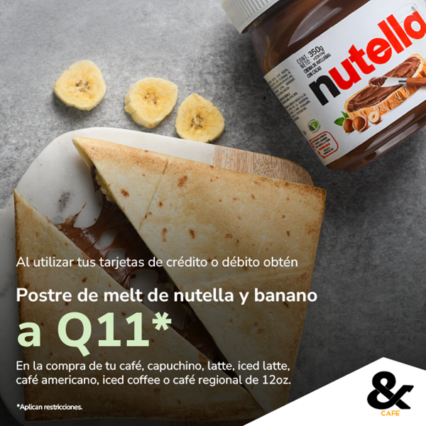 Foto de Postre de melt de nutella y banano en & CAFÉ