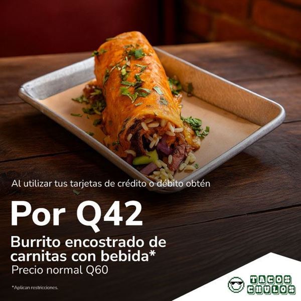 Foto de Tacos Chulos Burrito encostrado de carnitas