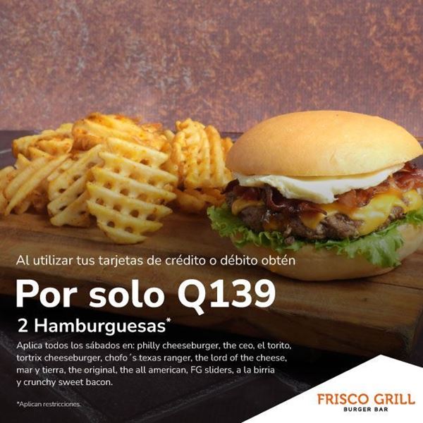 Foto de 2 Hamburguesas en FRISCO GRILL por Q139
