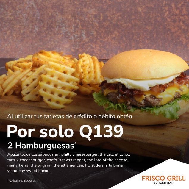 Foto de 2 Hamburguesas en FRISCO GRILL por Q139