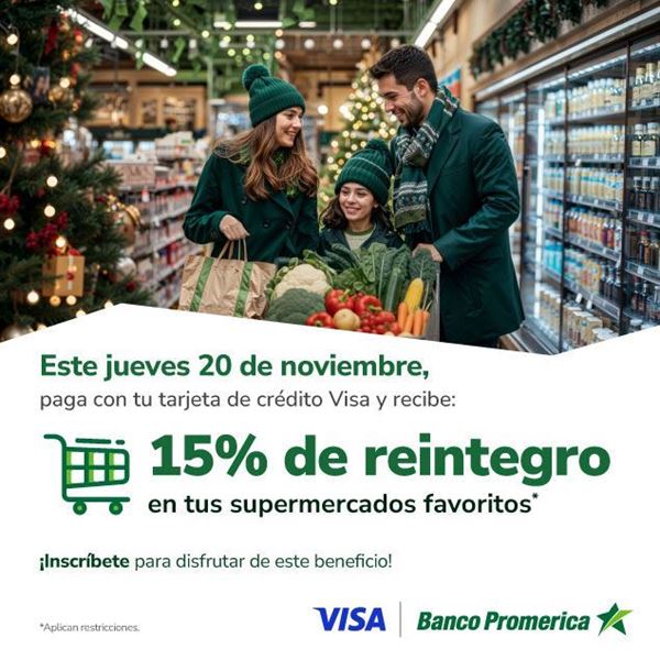 Foto de 15% de reintegro este jueves 20 de noviembre en tus super mercados favoritos.