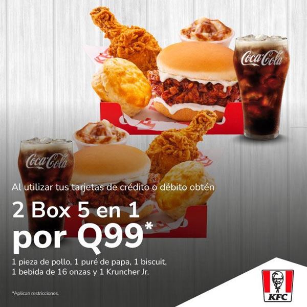 Foto de 2 Box 5 en 1 por Q99 en KFC