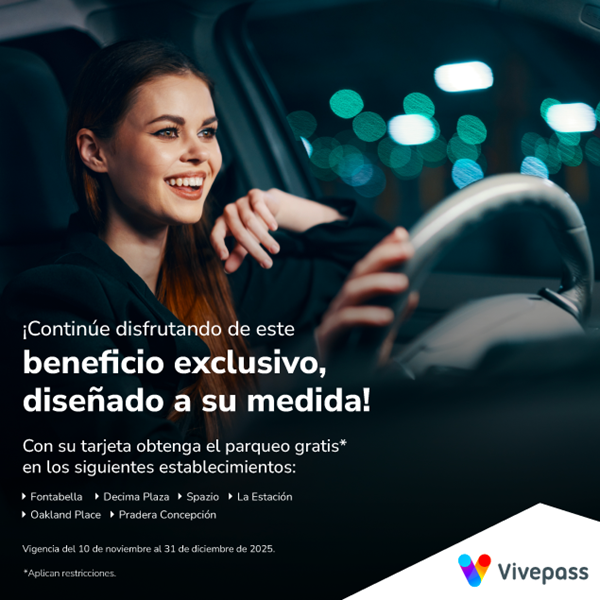 Foto de Vivepass gratis con sus tarjetas de crédito Jade en Fontabella, Décima Plaza, Spazio, La Estación, Oakland Place y Pradera Concepción