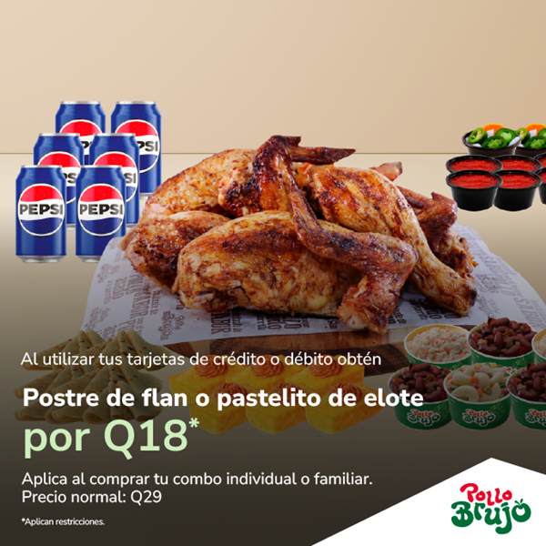 Foto de Postre de flan o pastelito de elote por Q18 en POLLO BRUJO