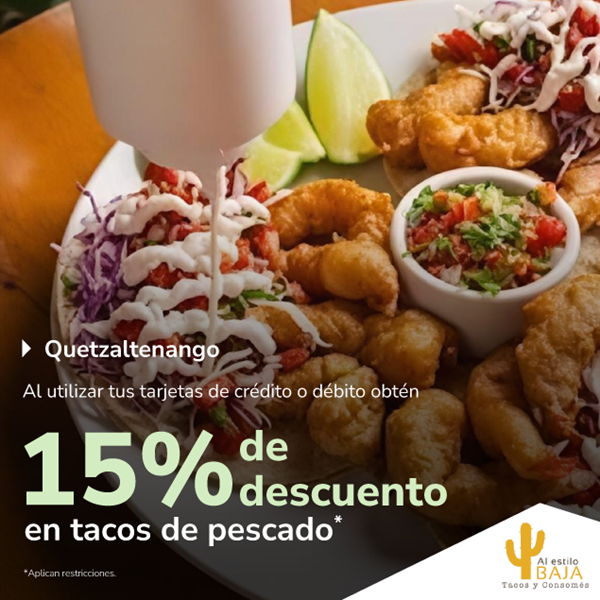 Foto de Al Estilo Baja 15 % de descuento en tacos de pescado.