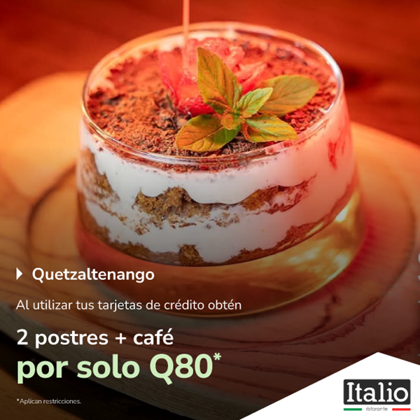 Foto de Italio Restaurante 2 postres + café por Q80