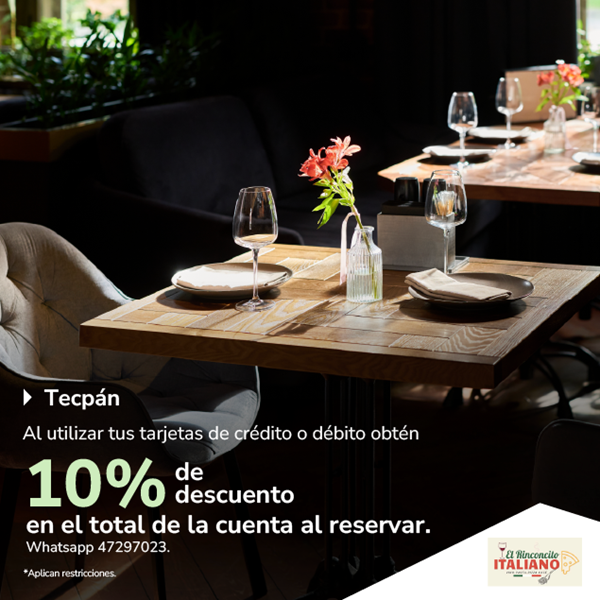 Foto de Rinconcito Italiano Tecpán te da 10% de descuento en toda la cuenta.