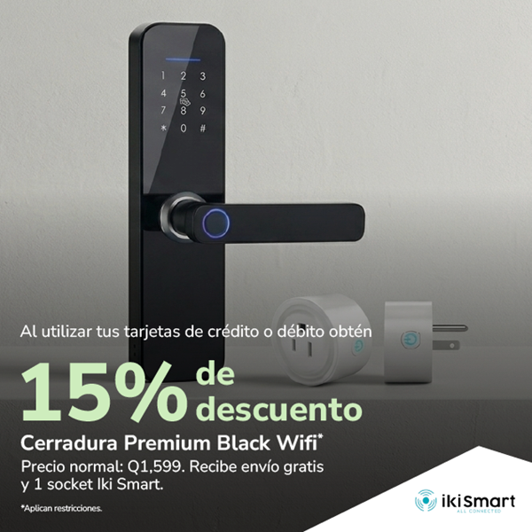 Foto de 15% de descuento en Cerradura Premium Black WiFi en IKI SMART