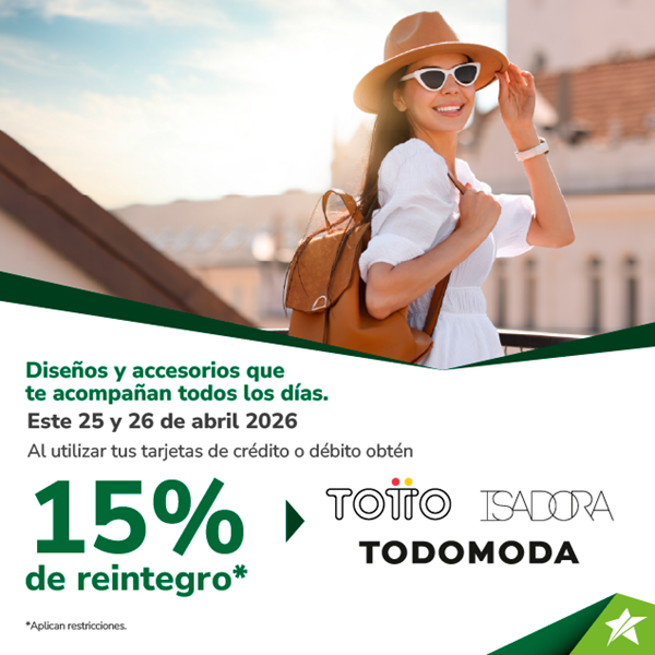 Foto de 15% de reintegro en TOTTO, ISADORA Y TODOMODA