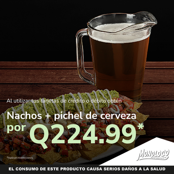 Foto de Nachos grandes + pichel de cerveza por Q224.99 en Monoloco