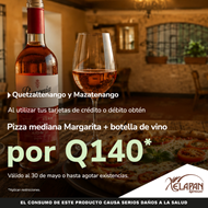 Foto de En Xelapan pizza mediana + botella de vino por Q140