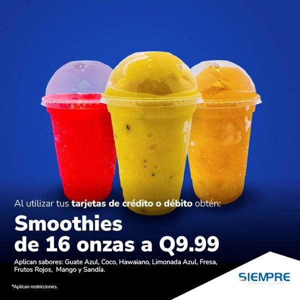 Foto de Smoothies de 16 onzas a Q9.99 en Tiendas de conveniencia Siempre