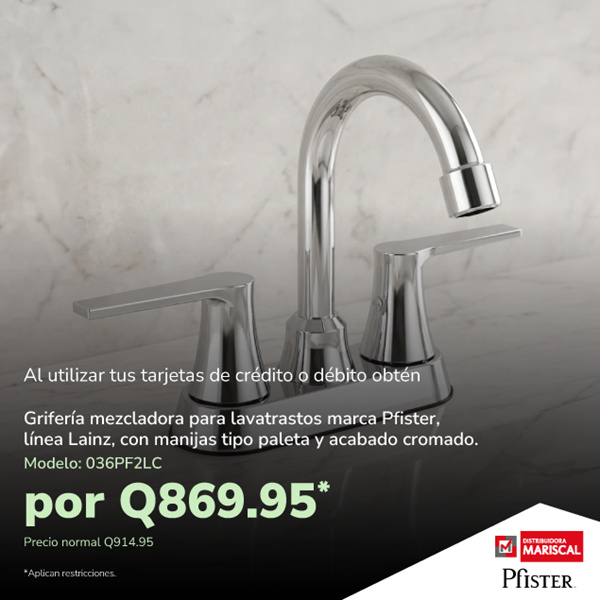 Foto de Griferia  marca Pfizter mezcladora para  lavatrastos por Q869.95 en Distribuidora Mariscal