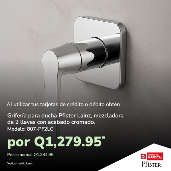 Foto de Griferia  marca Pfizter mezcladora para ducha por Q1,279.95 en Distribuidora Mariscal