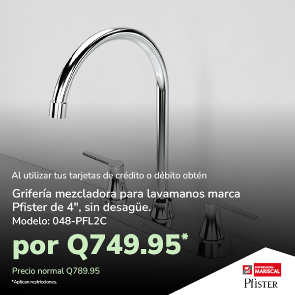 Foto de Grifería para lavamanos por Q749.95 en Distribuidora Mariscal
